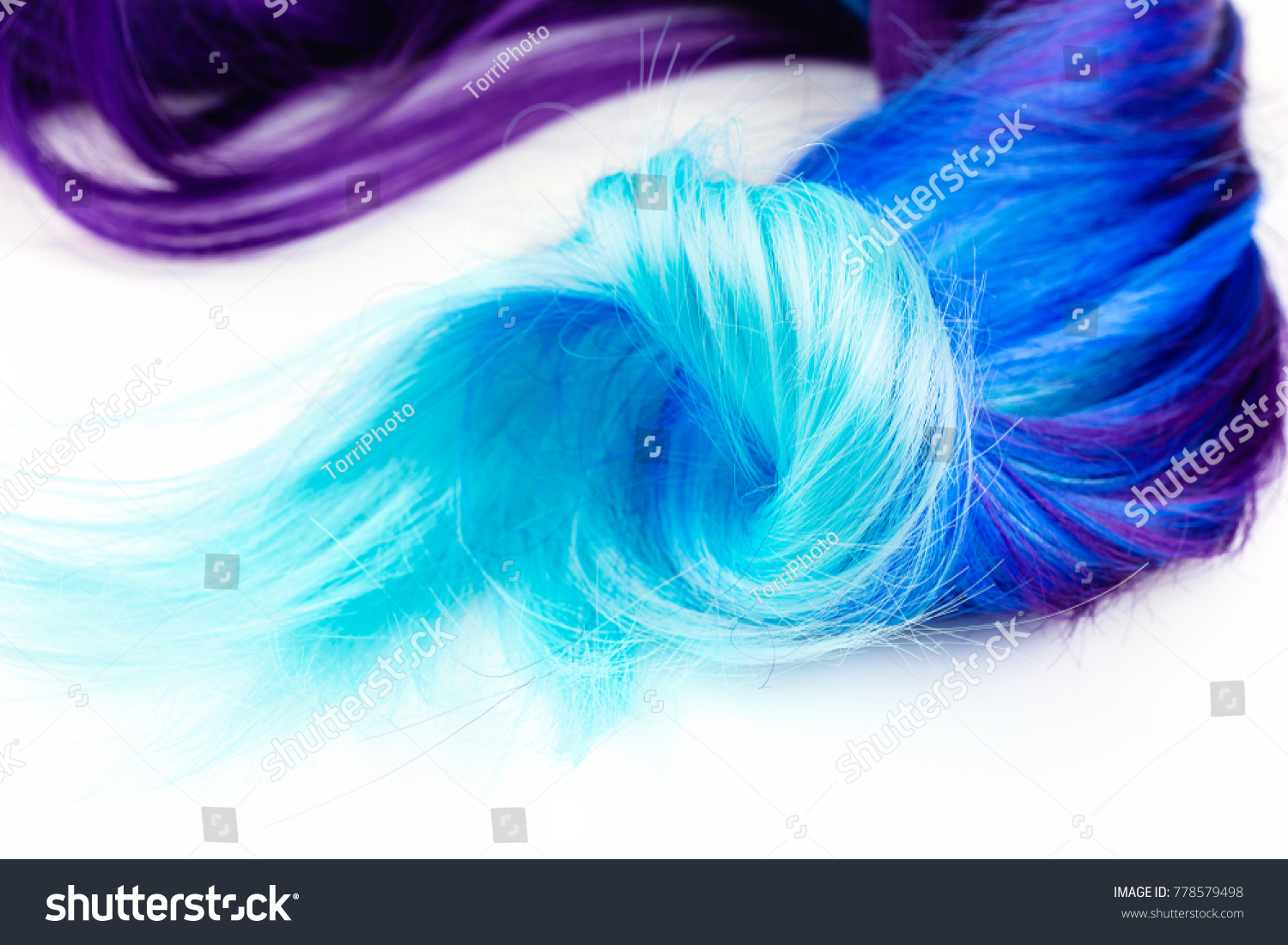 Shiny Purple Turquoise Blue Dyed Hair Stock Photo Edit Now 778579498