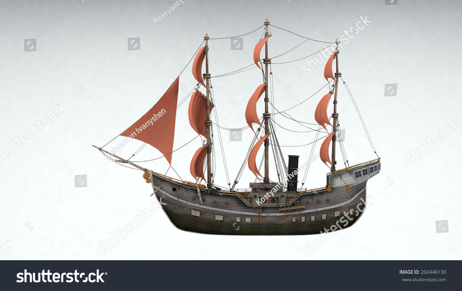 Ship Isolated On White Stock Photo 260446130 : Shutterstock