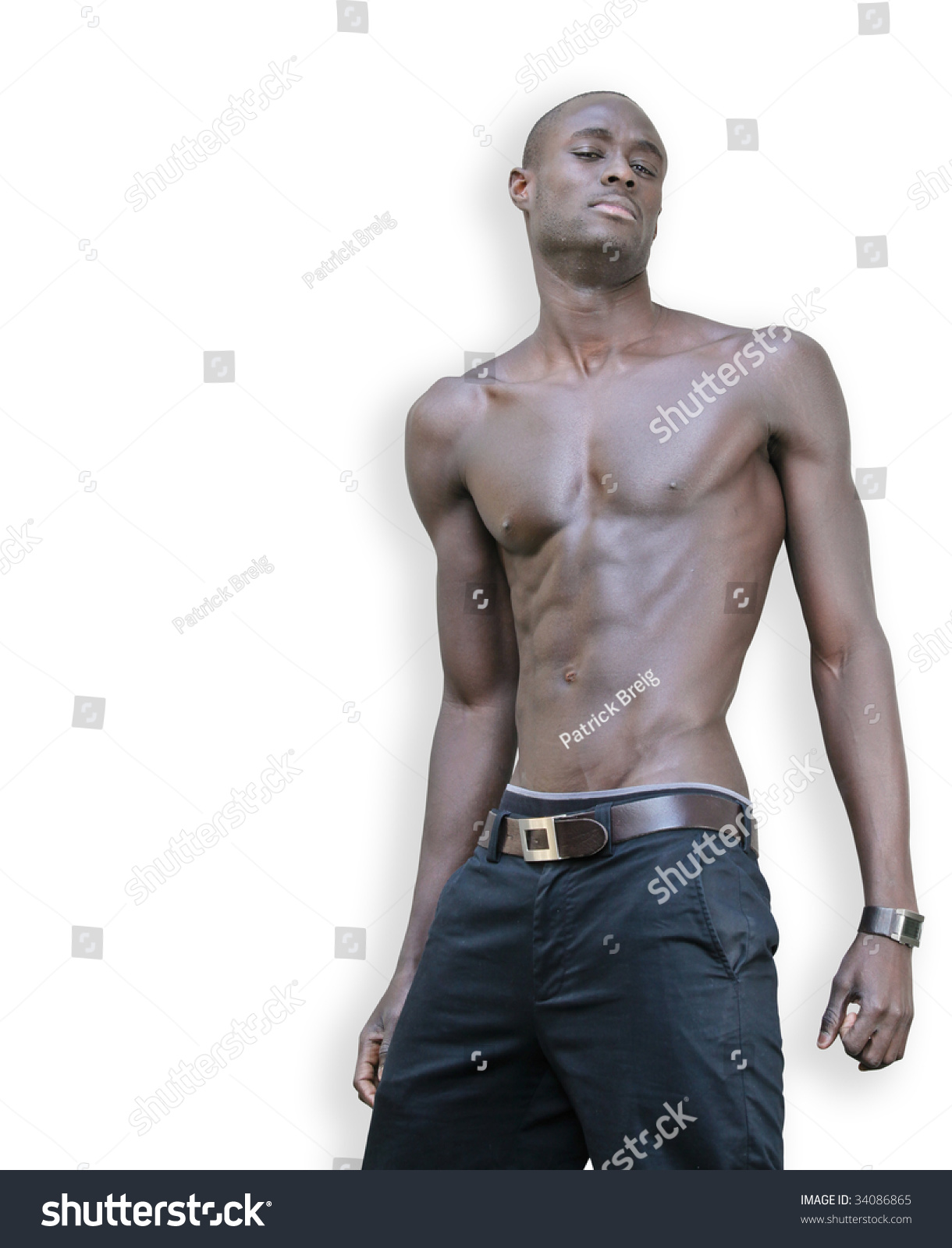 Shirtless Black Young Adult Showing His Stock Photo 34086865 - Shutterstock