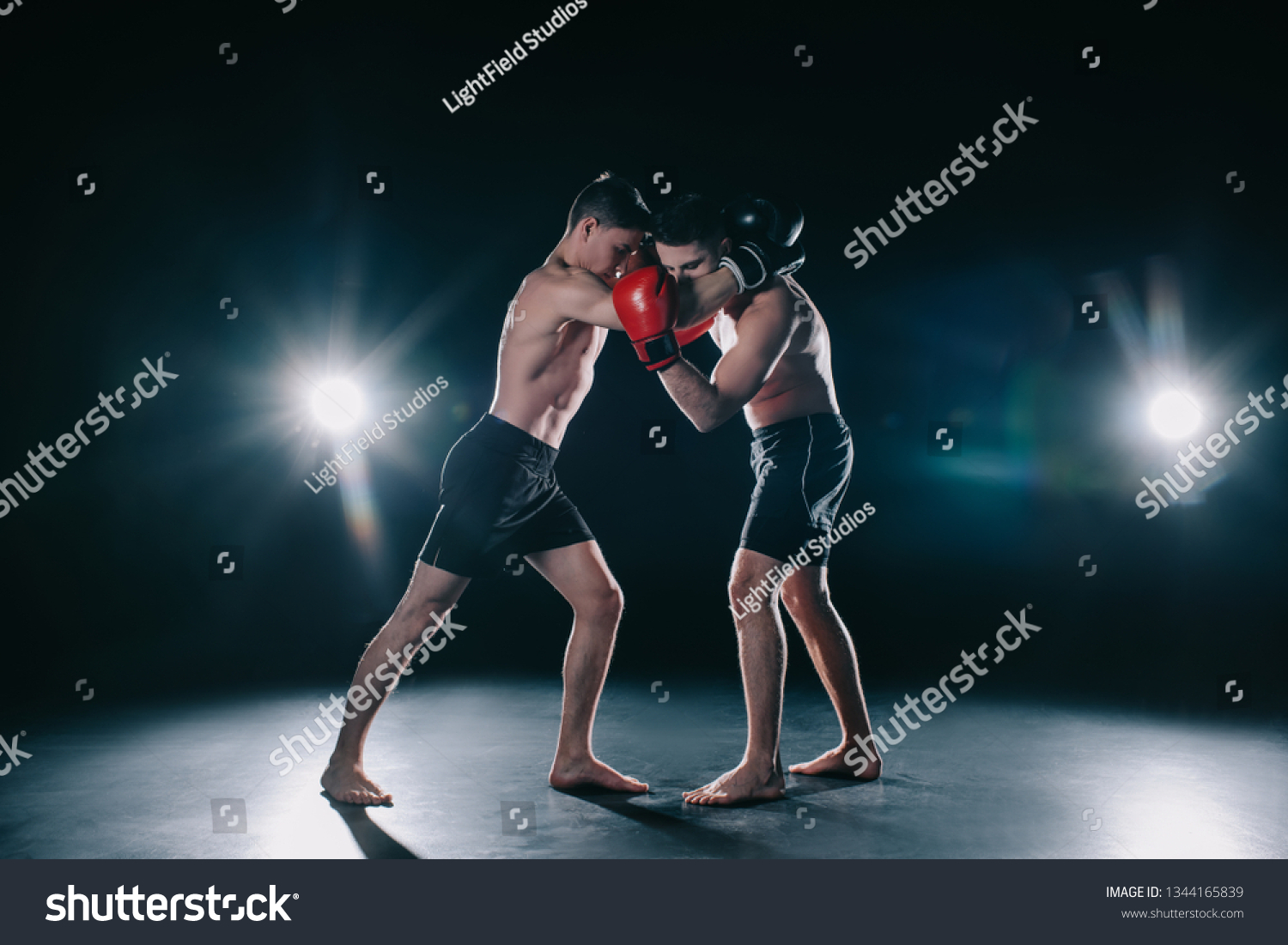 Shirtless Muscular Boxers Boxing Gloves Standing Foto Stock Shutterstock