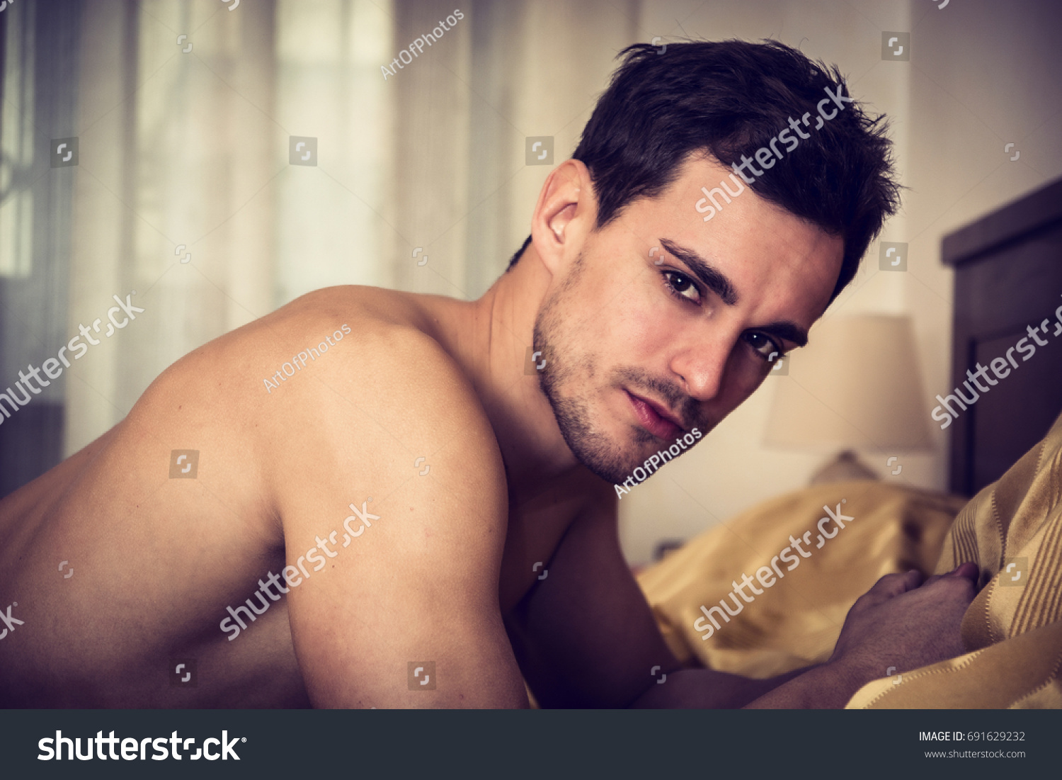 Shirtless Sexy Male Model Lying Alone Stock Photo Shutterstock