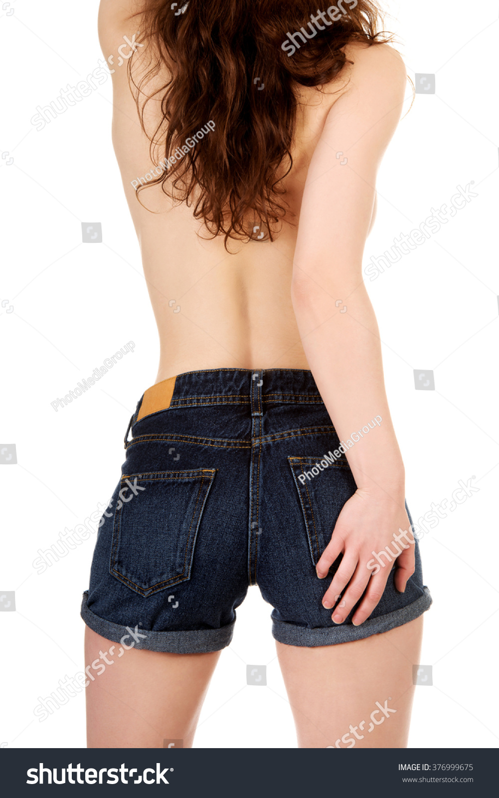 Shirtless Woman Jeans Shorts Stock Photo 376999675 Shutterstock