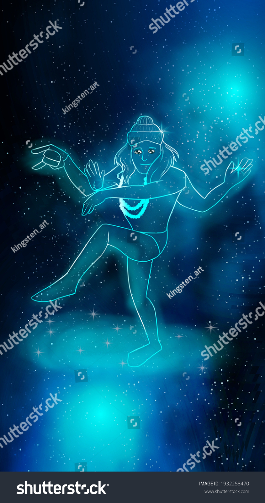 Shiva Digital Painting Nataraja Pose Lineart Stock Illustration ...