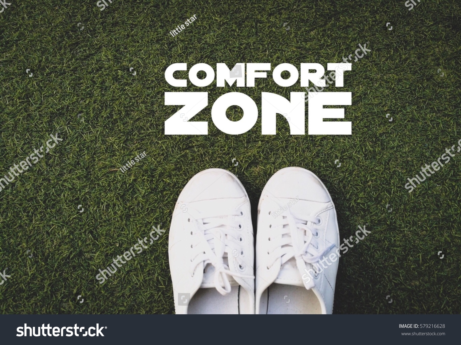 Shoes On Grass Concept Comfort Zone Stock Photo Edit Now 579216628