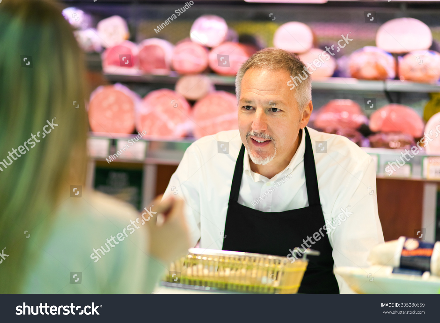 Shopkeeper Working In His Grocery Store Stock Photo 305280659 ...