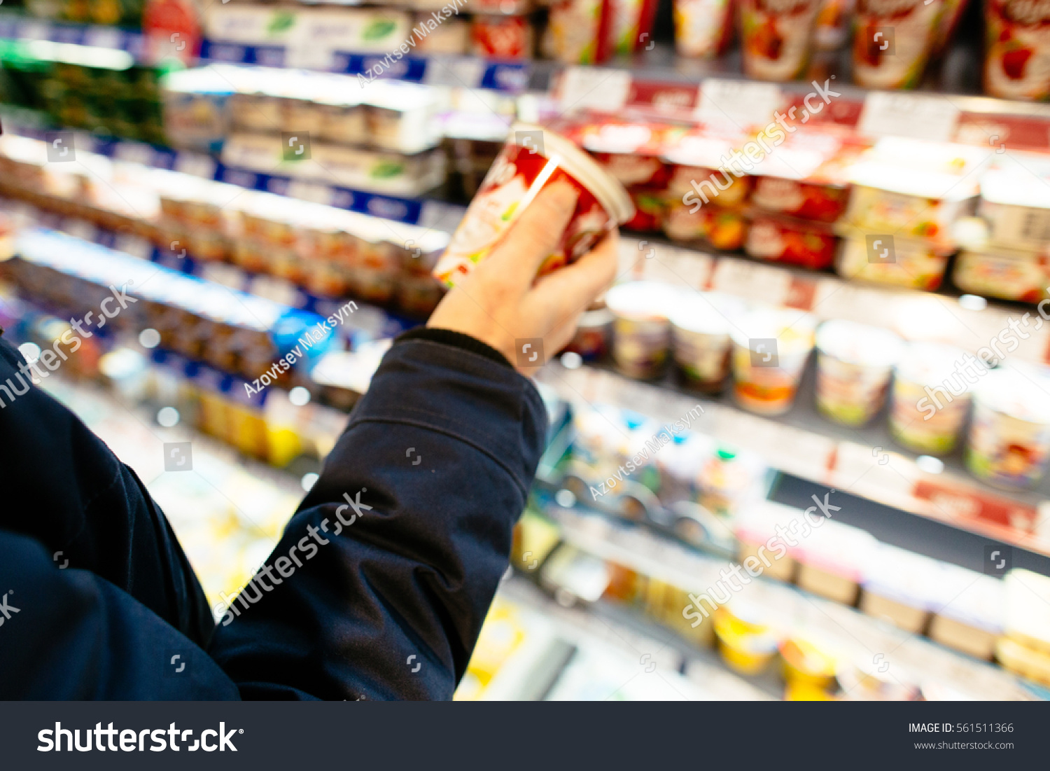 Shopping Supermarket Man Check Shelf Life Stock Photo Edit Now 561511366