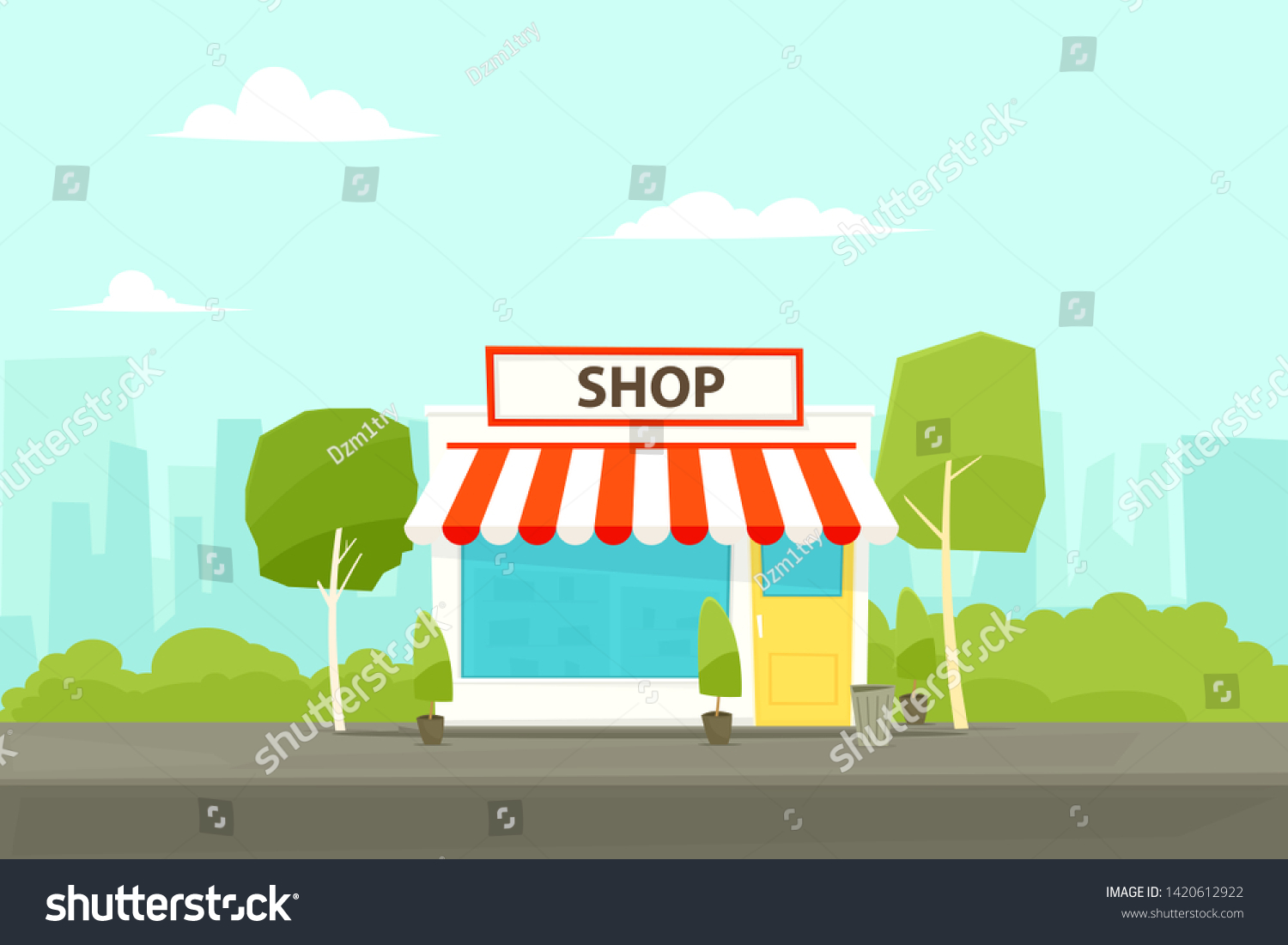 Shopping Store Building Illustration Clipart Image Stock Illustration 