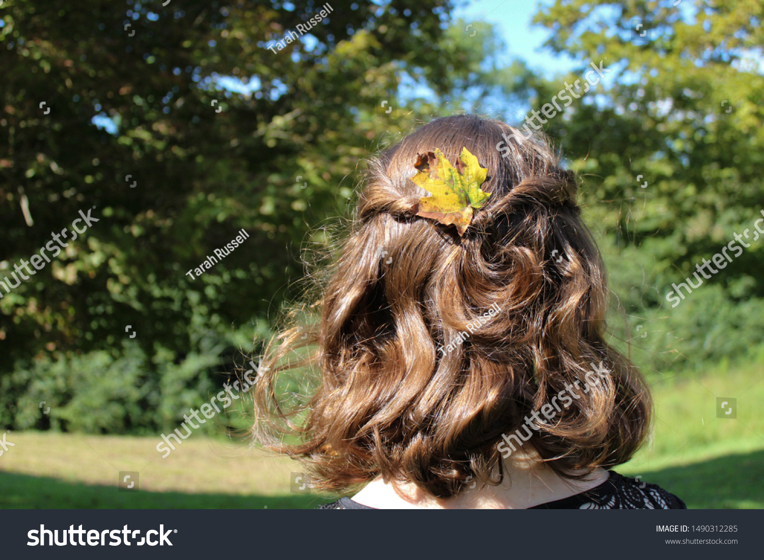 Short Brown Hair Red Highlights On Stock Photo Edit Now 1490312285