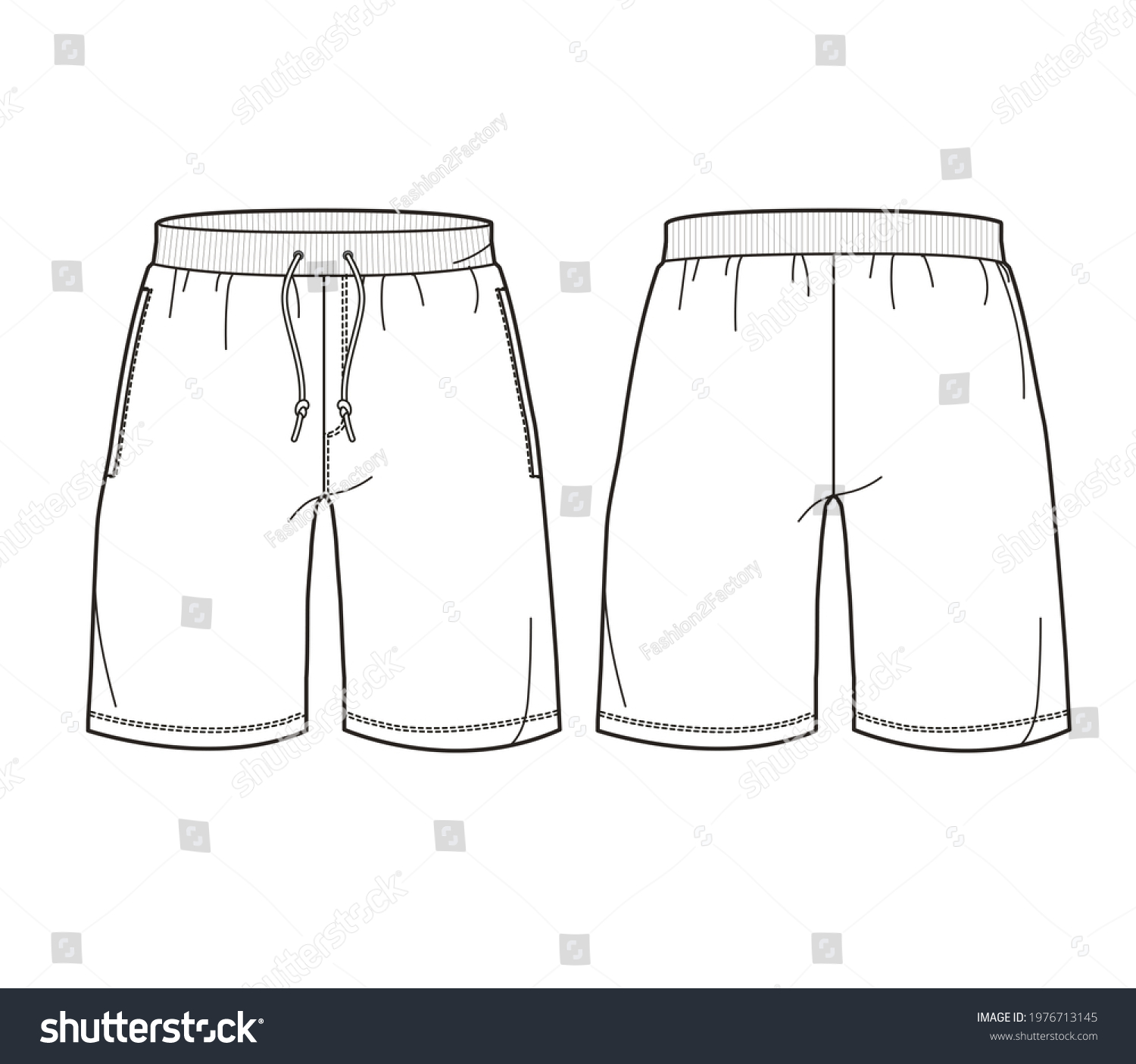 Short Pants Flat Sketch Template Technical Stock Illustration ...