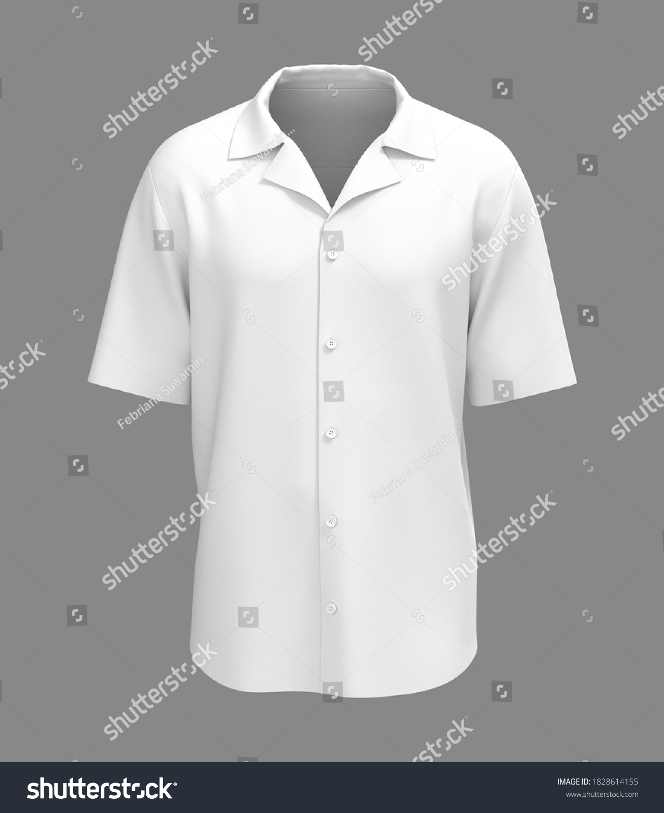 Download Short Sleeve Camp Shirt Mockup 3d Stock Illustration 1828614155