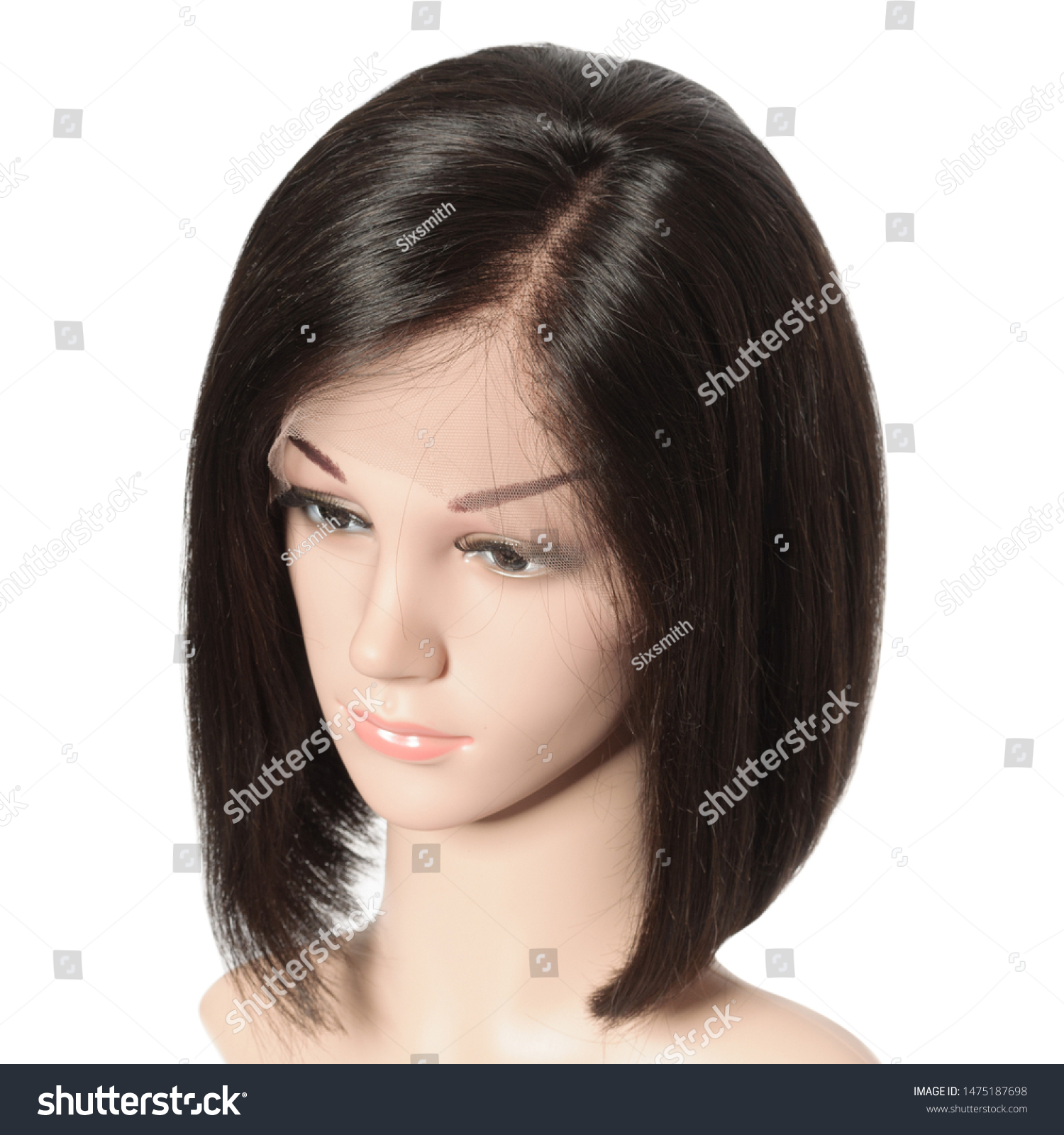 Short Straight Black Human Hair Lace Stock Photo Edit Now 1475187698