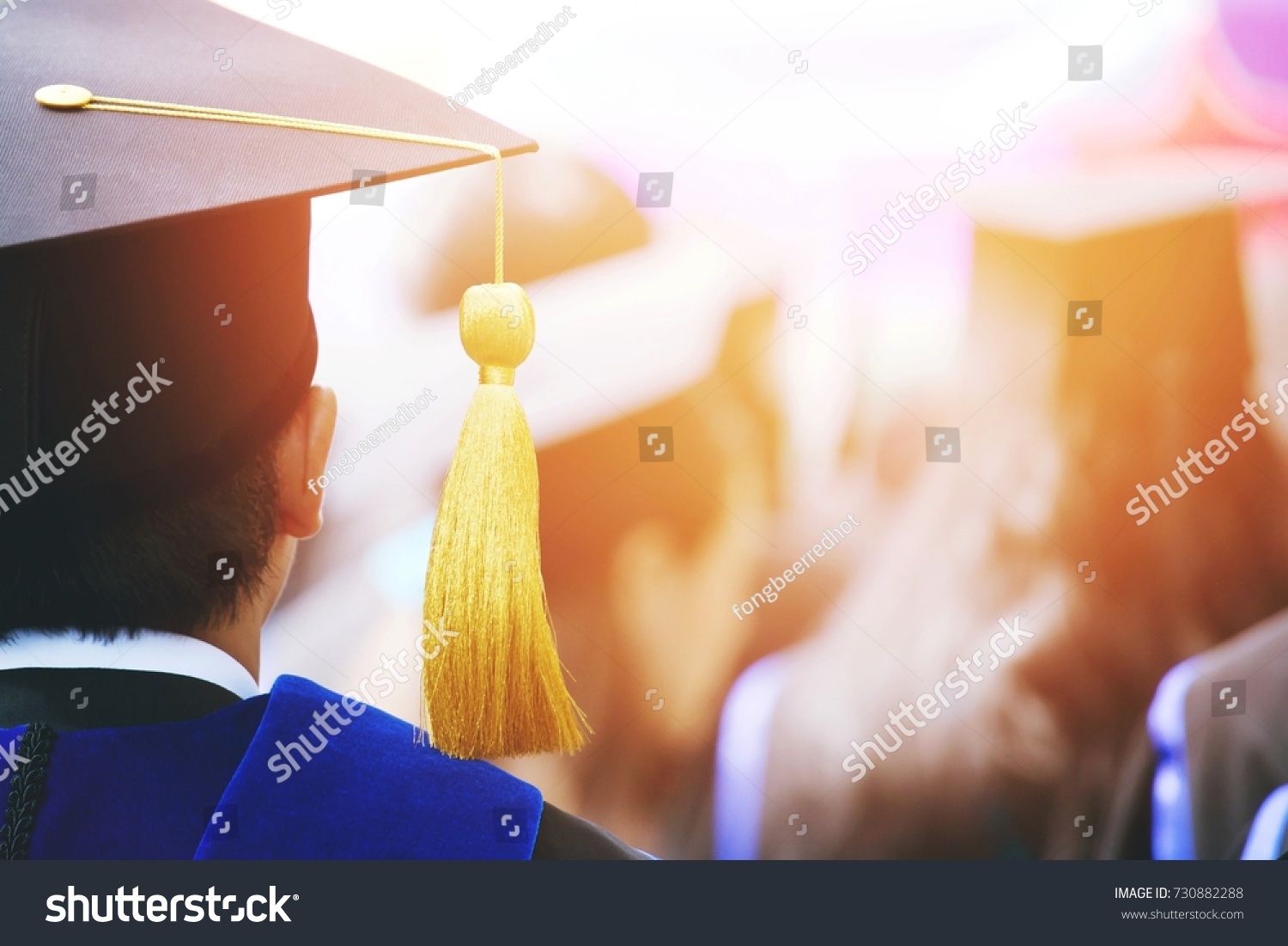 shot of graduation hats during commencement success graduates of the university, Concept education congratulation. Graduation Ceremony ,Congratulated the graduates in University. 