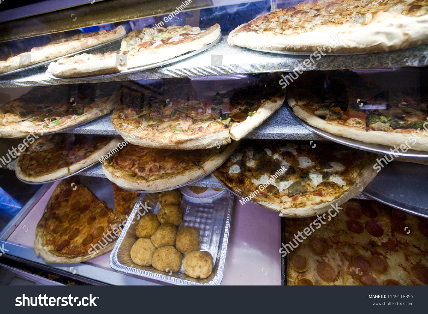 Showcase Pizzeria Different Types Pizza Italian Stock Photo (Edit Now ...