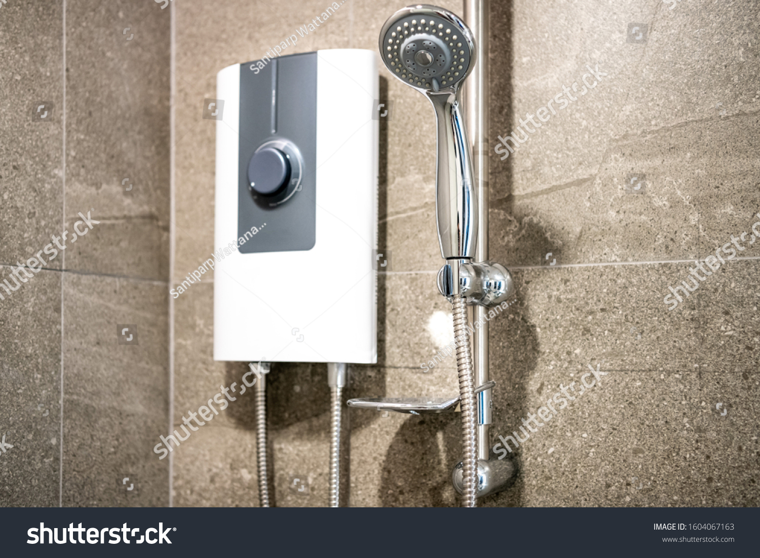 Shower Electric Water Heater Bathroom Stock Photo (Edit Now) 1604067163