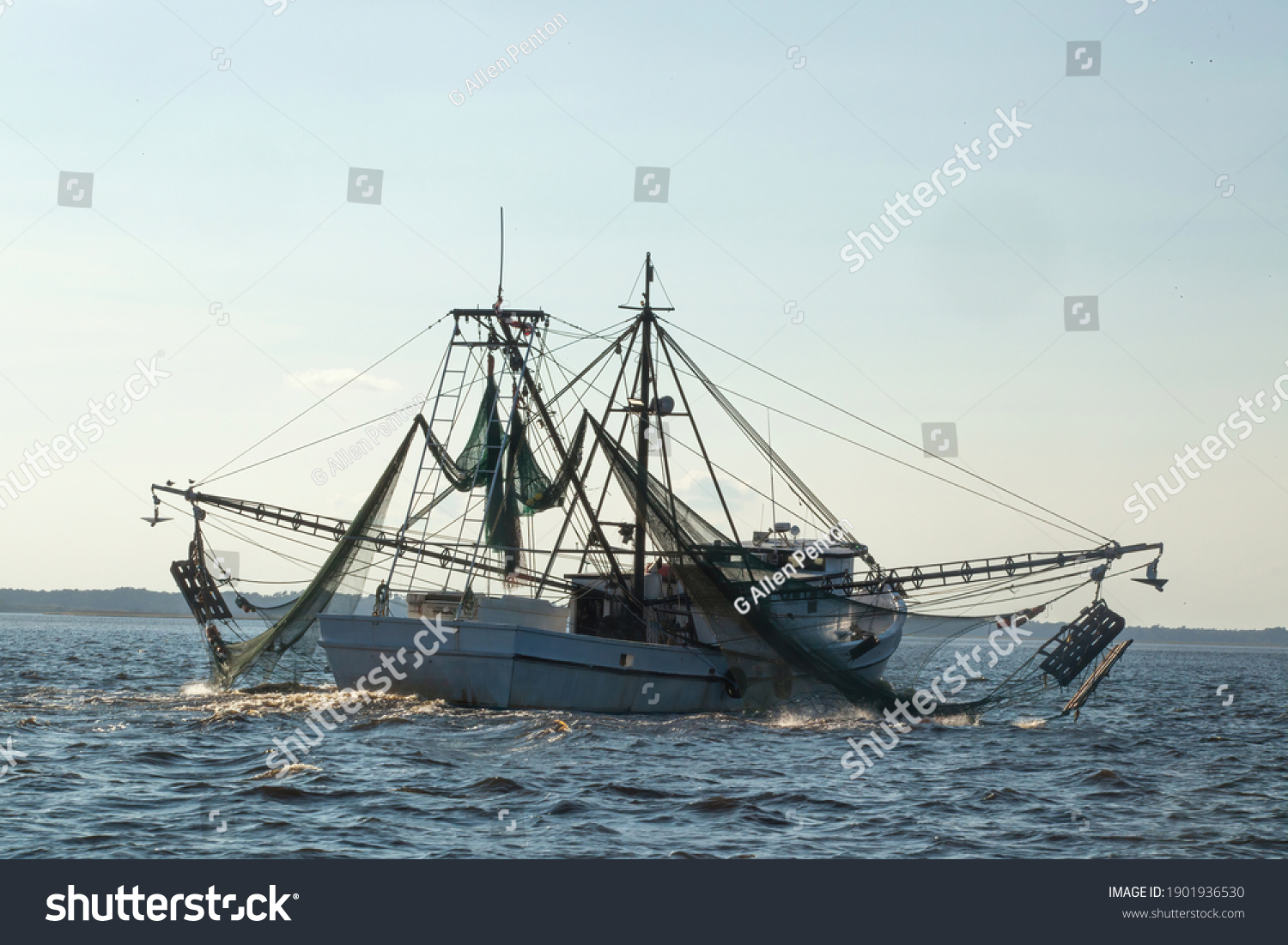 Shrimp Boat Nets Water Stock Photo 1901936530 | Shutterstock