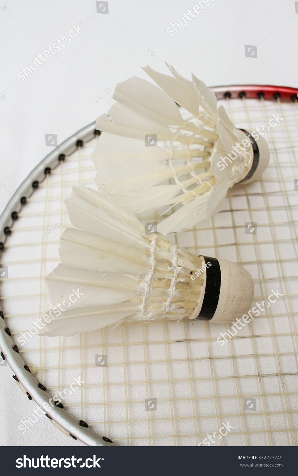 Shuttlecock Badminton Racket On White Background Stock Photo 332277749