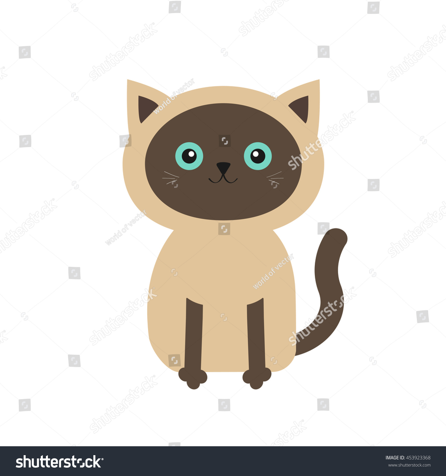 Siamese Cat Flat Design Style Cute Stock Illustration 453923368