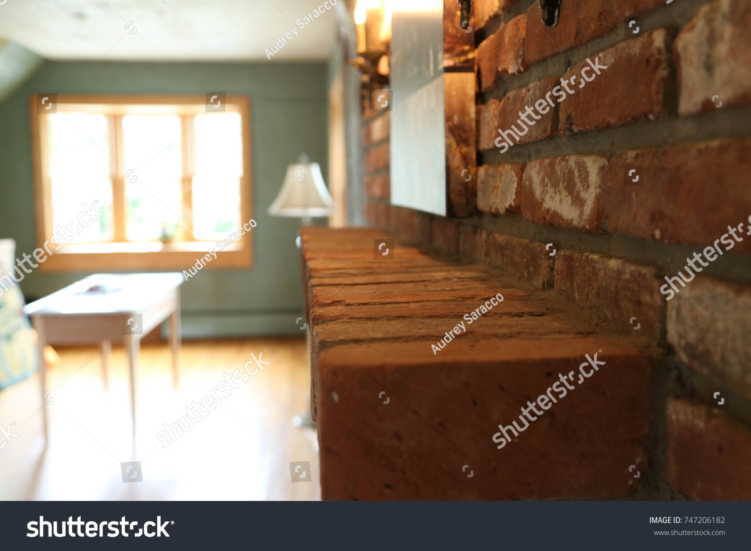 Side Angle Red Brick Fireplace Living Stock Photo Edit Now 747206182