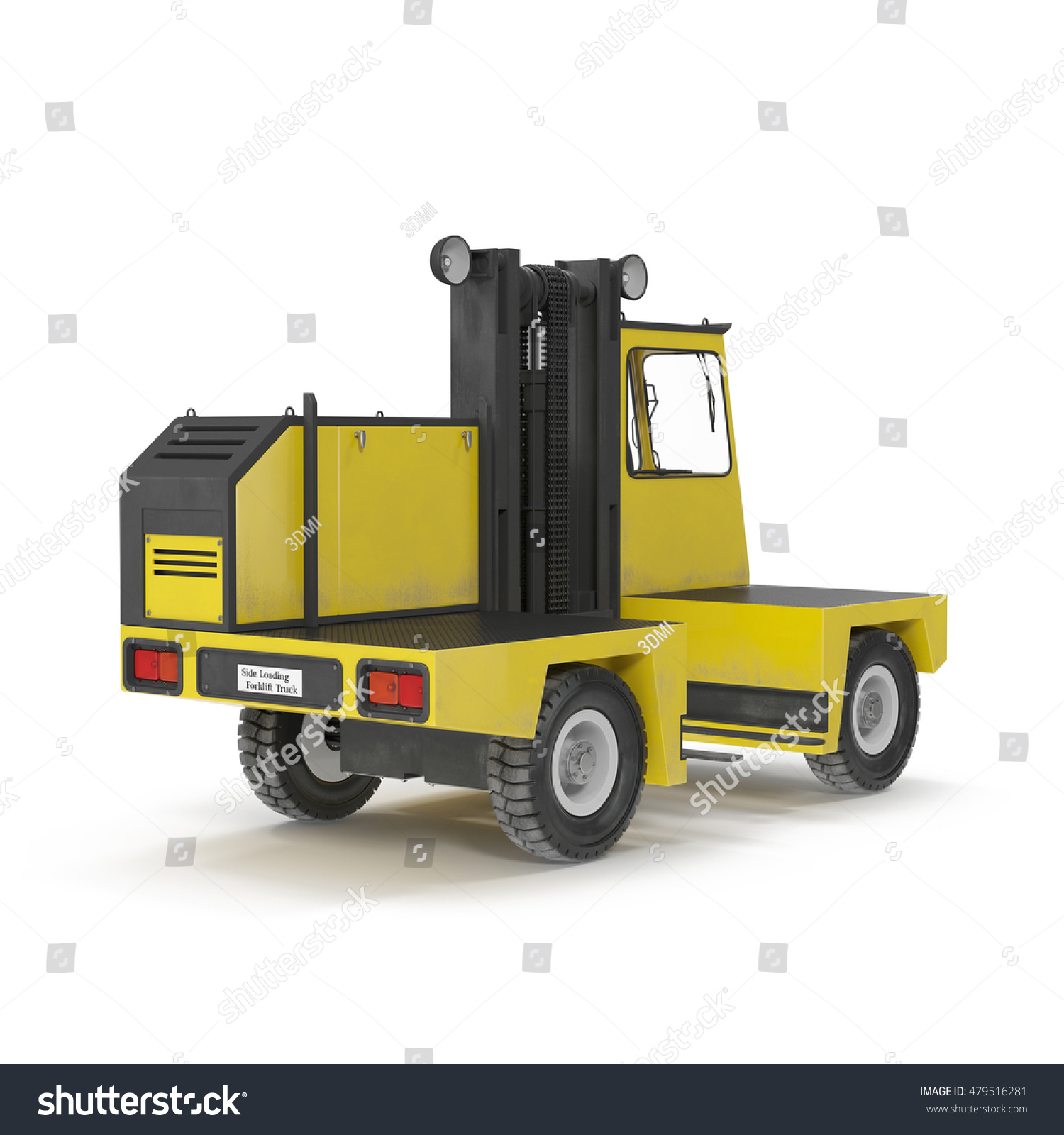 Side Loading Yellow Forklift Truck Isolated Stock Illustration 479516281