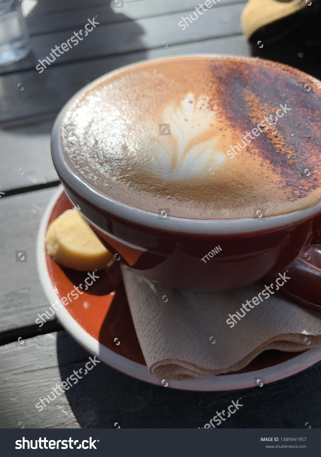 Side View Mochaccino Coffee On Table Food And Drink Stock Image 1389941957