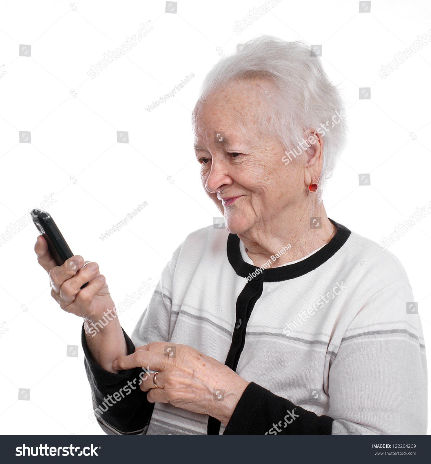 Side View Smiling Old Woman Reading Stock Photo 122204269 - Shutterstock