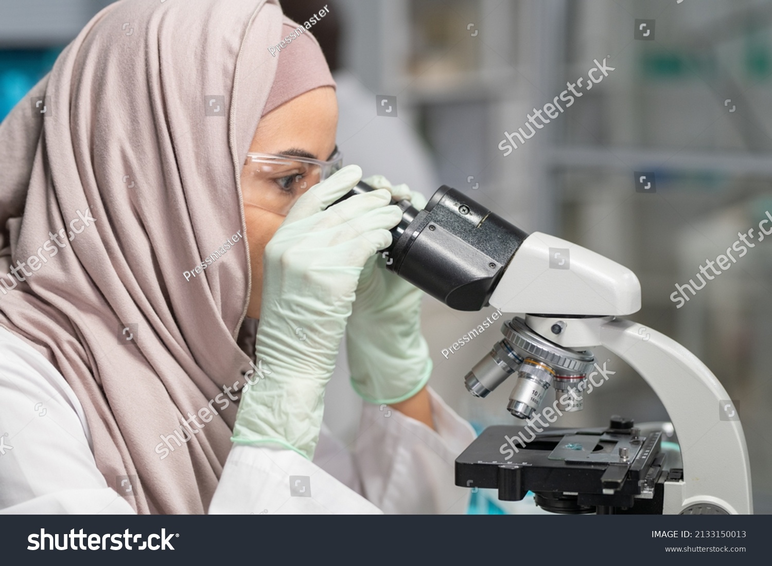 Side View Young Muslim Female Scientist Stock Photo (Edit Now) 2133150013