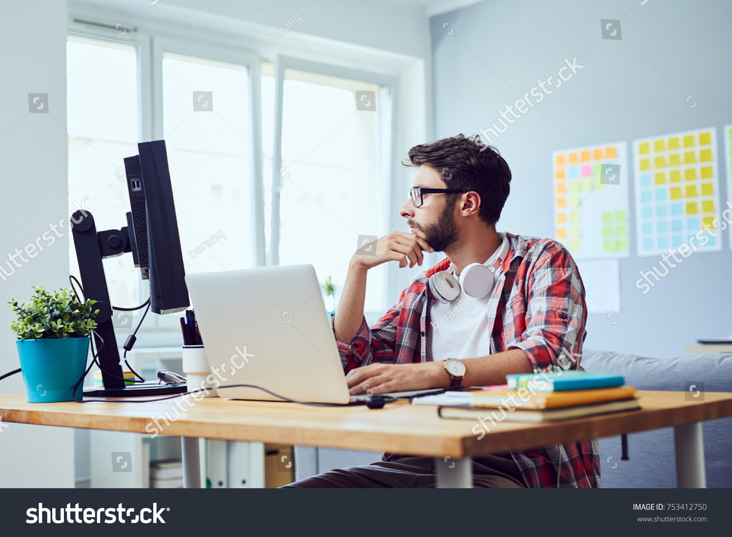 Side View Young Web Developer Looking Stock Photo (Edit Now) 753412750
