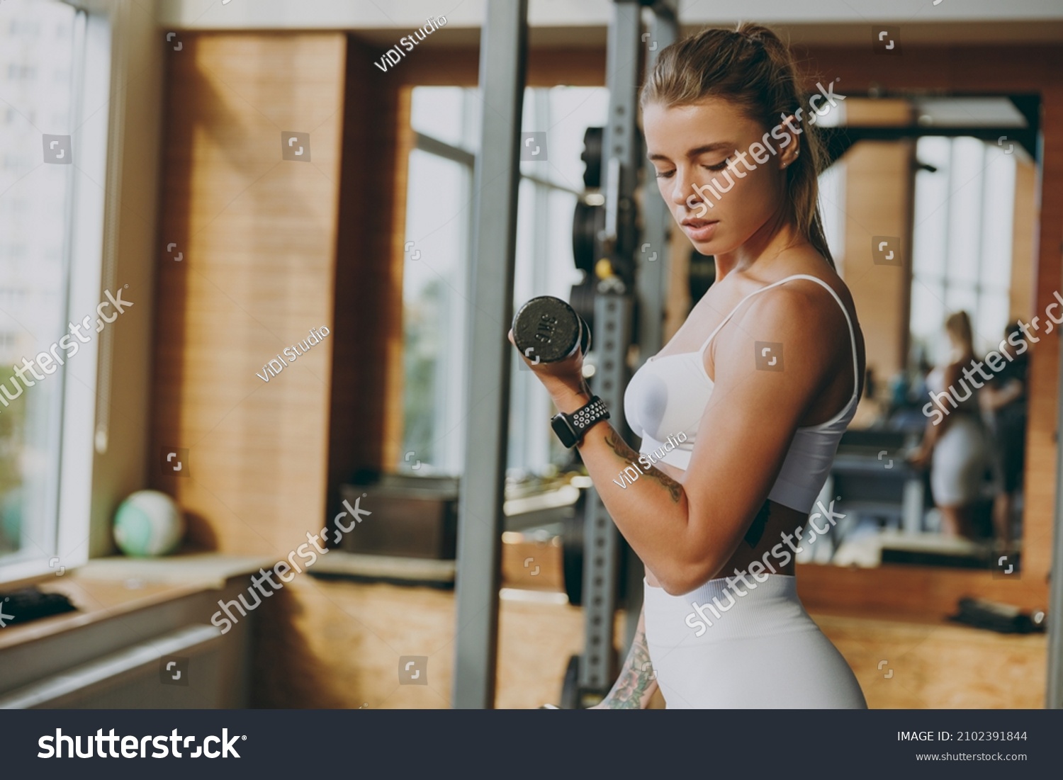 Side View Serious Young Strong Skinny Stock Photo 2102391844 | Shutterstock