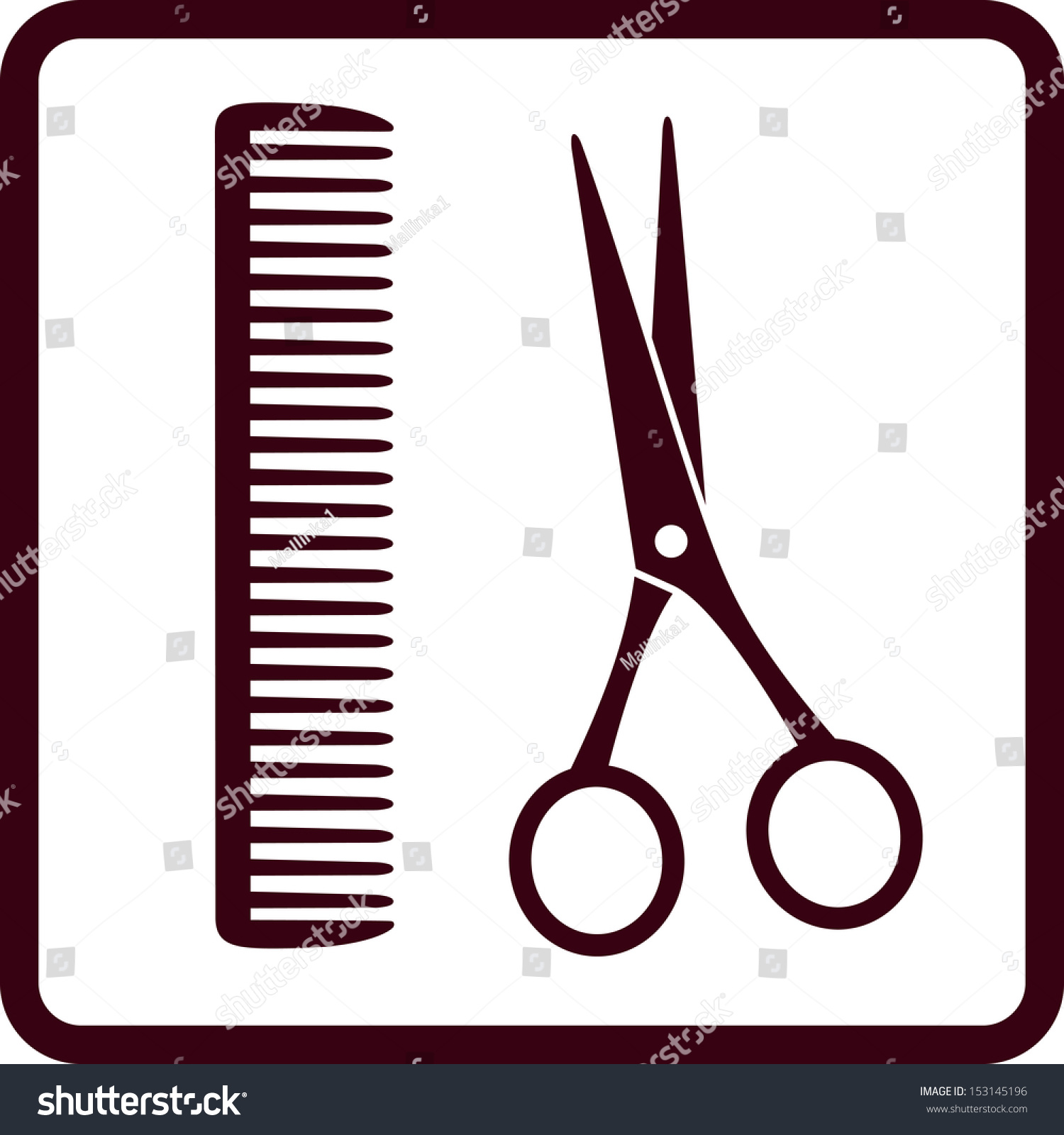 Isolated black scissors and comb minimalist style barbershop mural wallpaper 