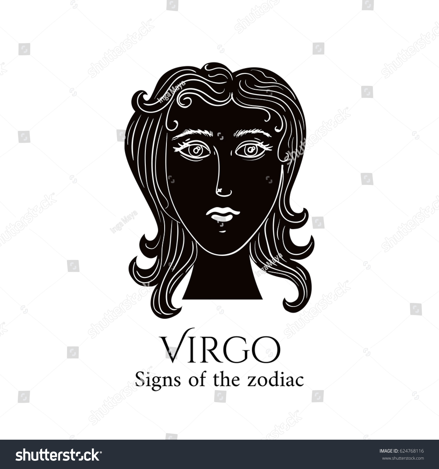 Signs Zodiac Virgo Hand Draw Black Stock Illustration 624768116