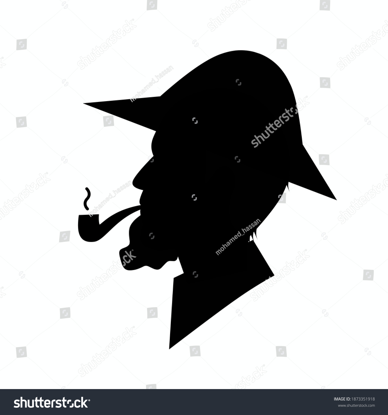 Silhouette Design Old Man Smoking Pipe Stock Illustration 1873351918 ...