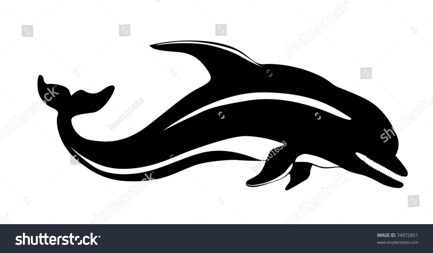 Silhouette Dolphin On White Background Stock Photo 74972851 : Shutterstock