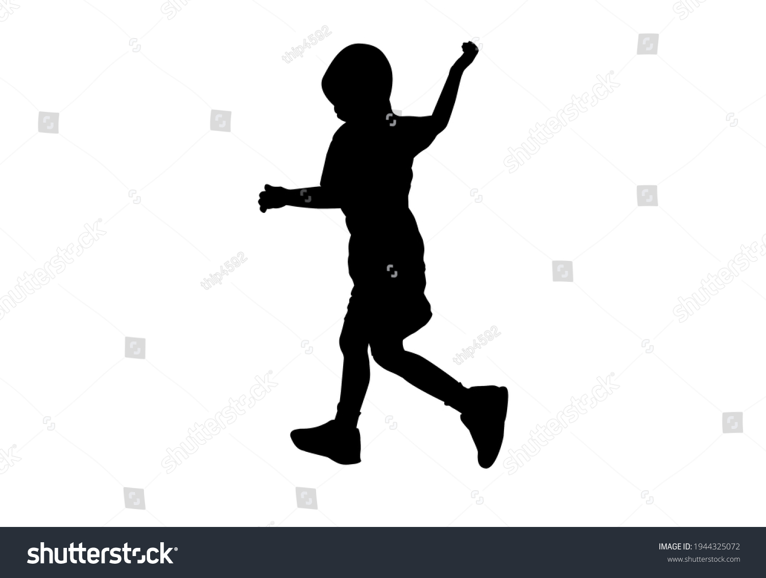 Silhouette Kids Run Exercise White Background Stock Illustration 1944325072