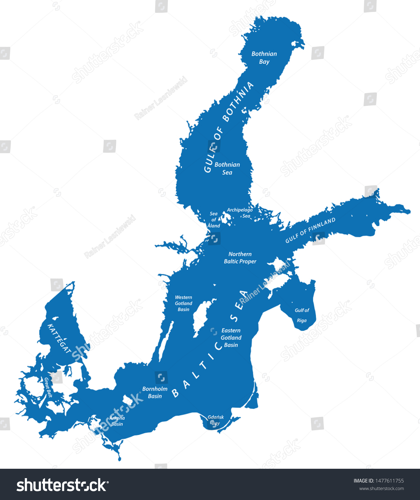 Silhouette Map Baltic Sea Northern Europe Stock Illustration