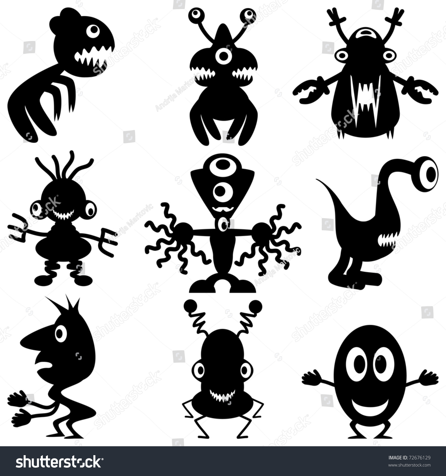 Silhouette Monsters Stock Illustration 72676129 - Shutterstock