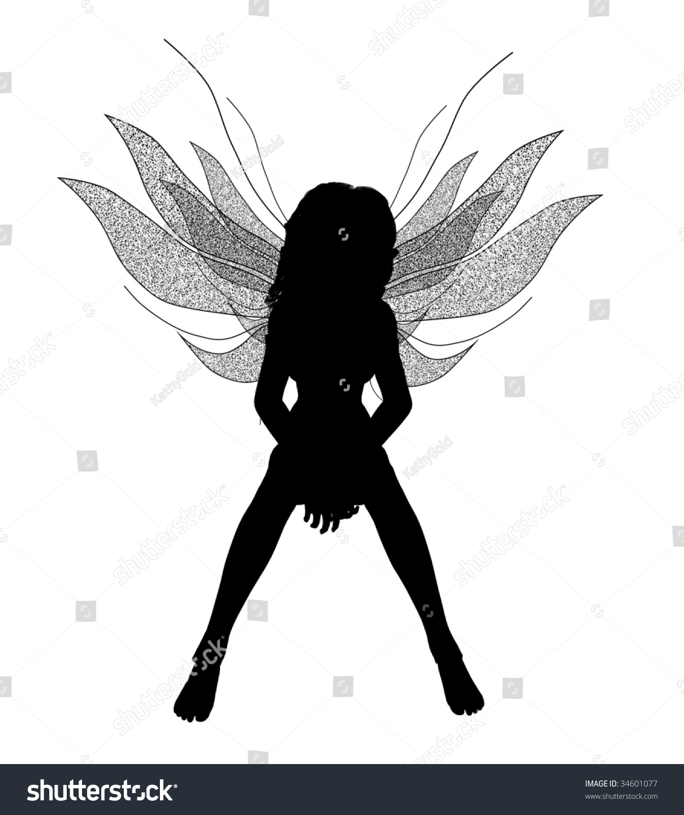 Silhouette Fairy Sitting Down Stock Illustration 34601077 - Shutterstock