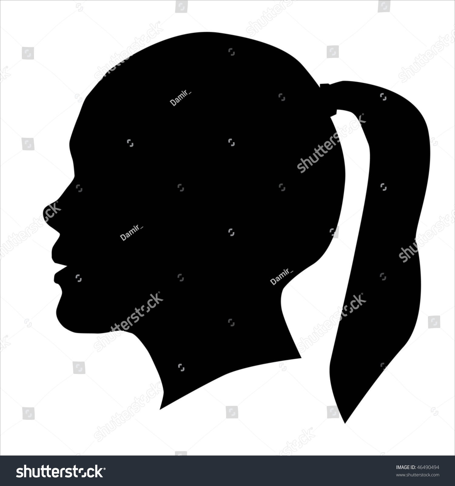 Silhouette Of A Head Of The Girl Stock Photo 46490494 : Shutterstock