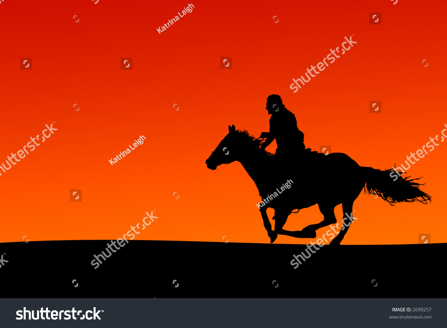 Silhouette Of A Horse And Rider At Sunset Stock Photo 2699257 ...