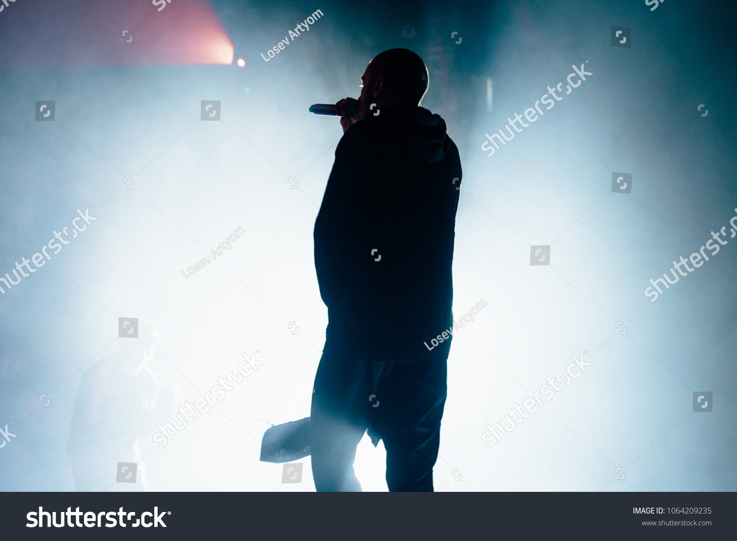 Silhouette Singer On Stag Silhouette Rapper Stock Photo Edit Now