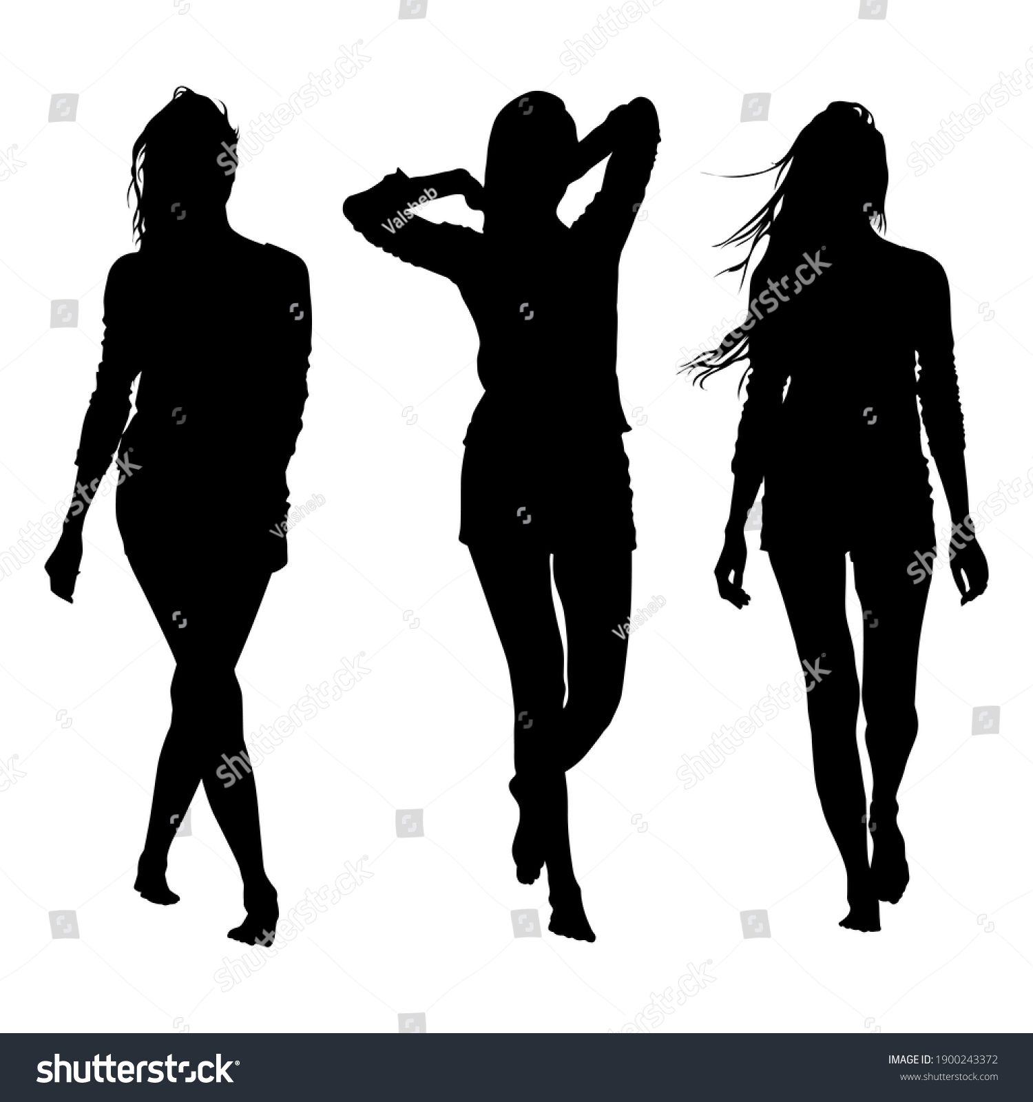 Silhouette Slender Young Adult Girl Full Stock Illustration 1900243372 5777