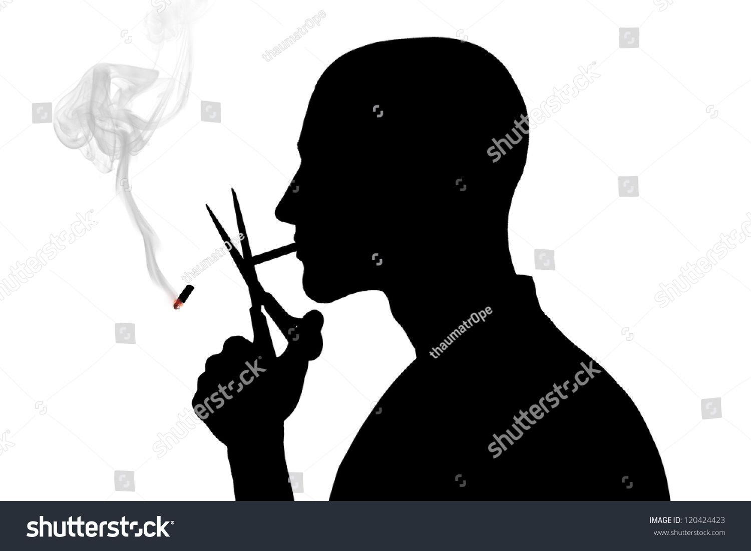 Silhouette Of A Smoking Man, Stop Smoking Concept Stock Photo 120424423 ...