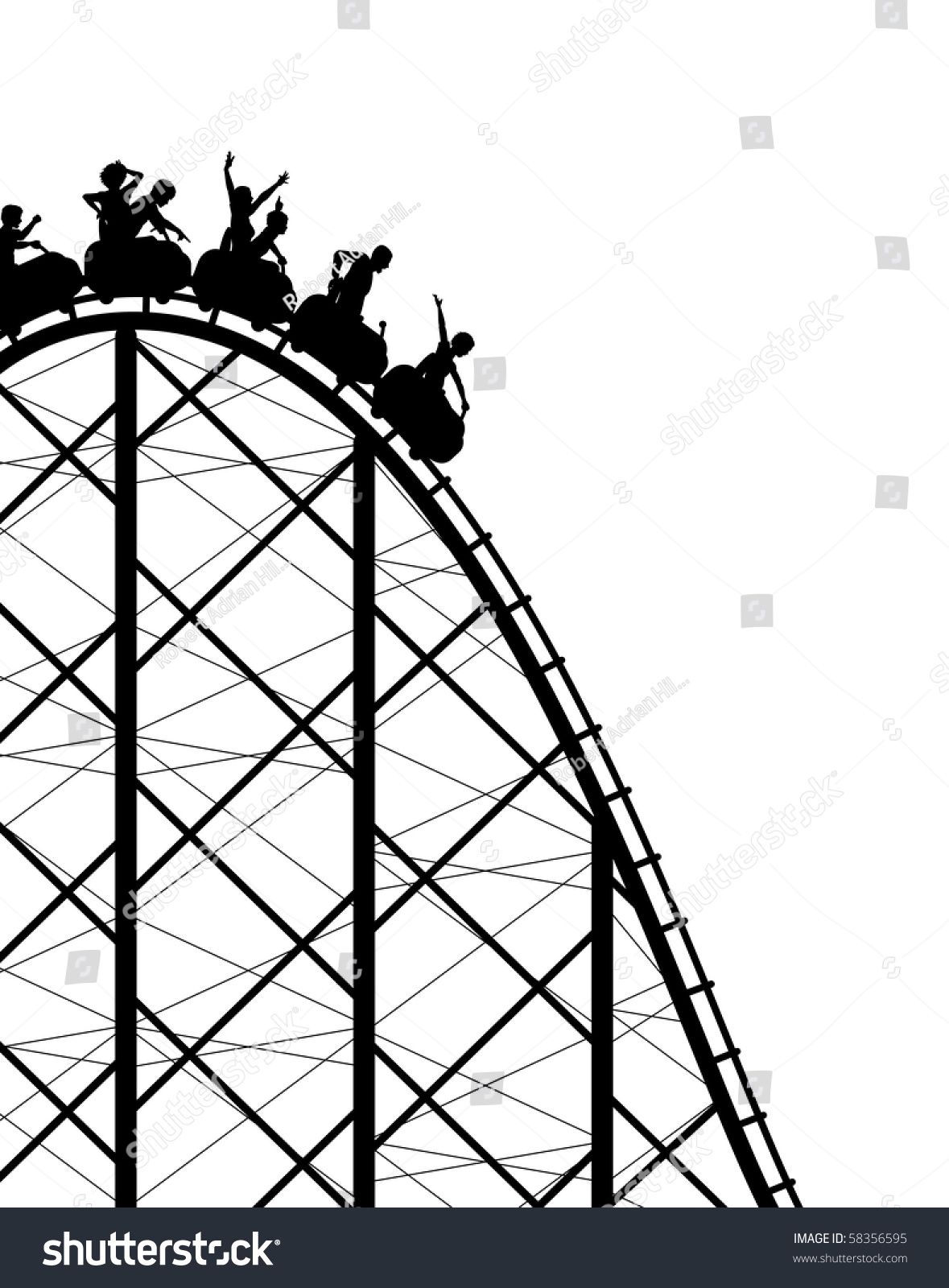 Silhouette Steep Roller Coaster Ride Stock Illustration 58356595 ...