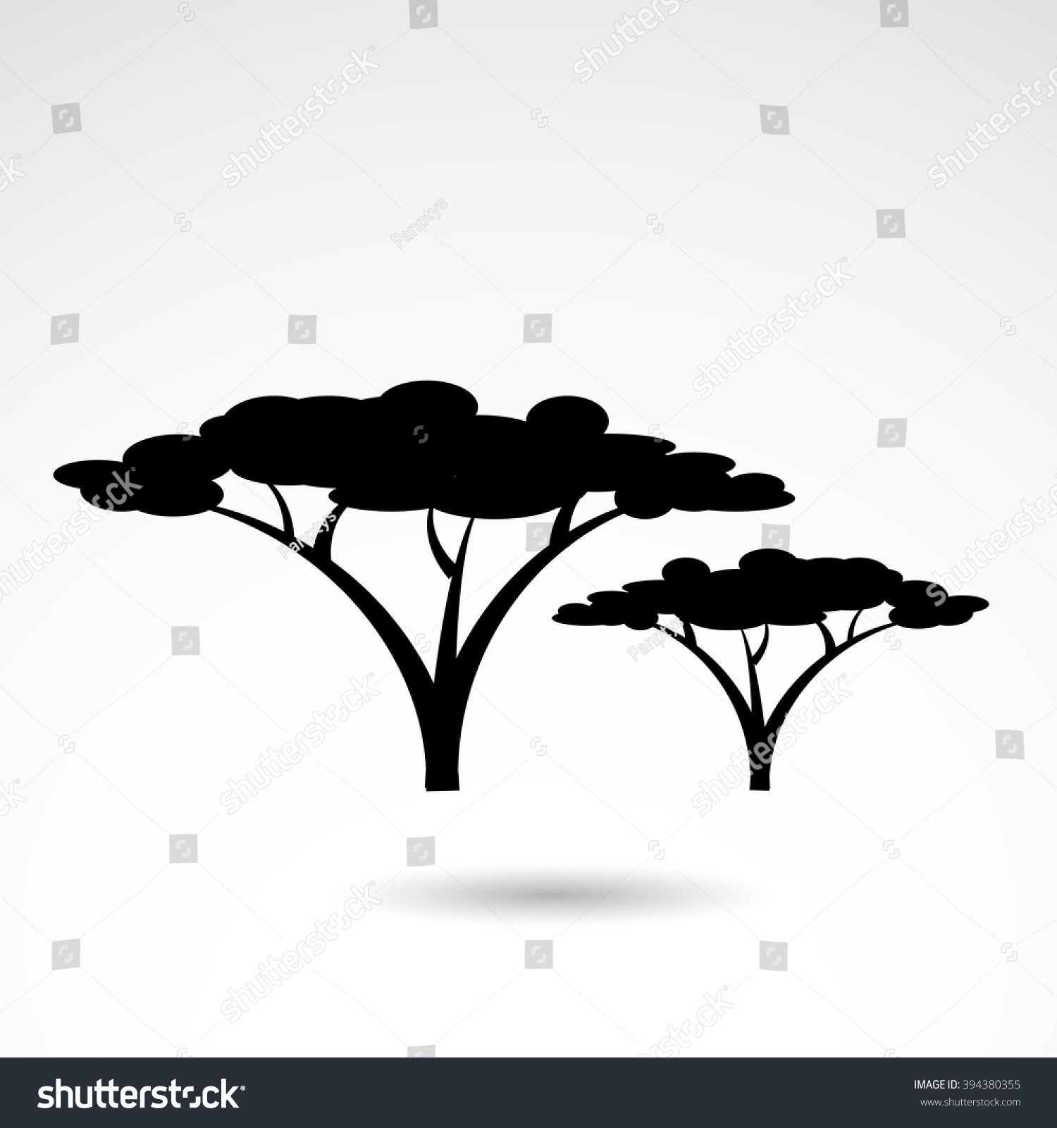 Silhouette African Exotic Savannah Tree On Stock Illustration 394380355 ...