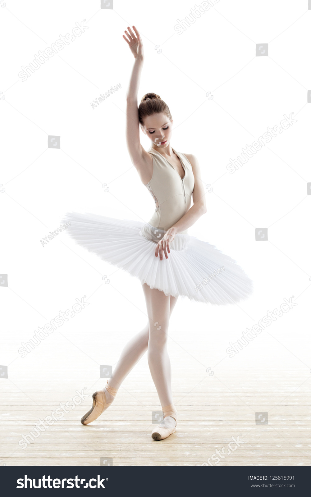 Silhouette Ballerina Classical Tutu White Studio Stock Photo 125815991 ...