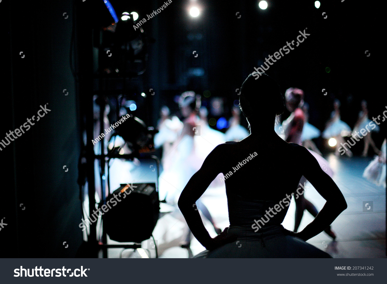 Silhouette Ballerina On Background Ballet Performance 