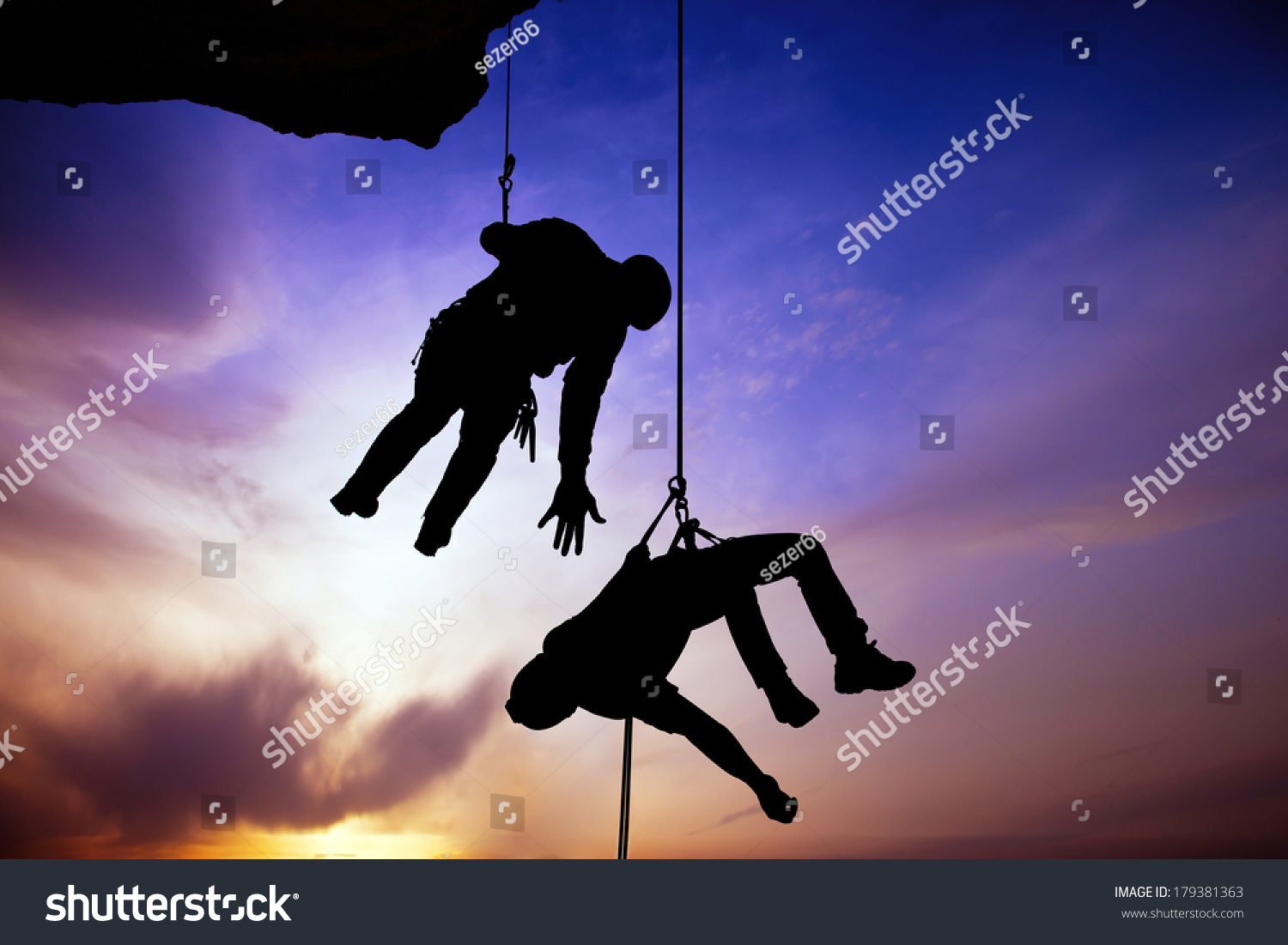 Silhouette Helping Hand Between Two Climber Stock Photo Shutterstock
