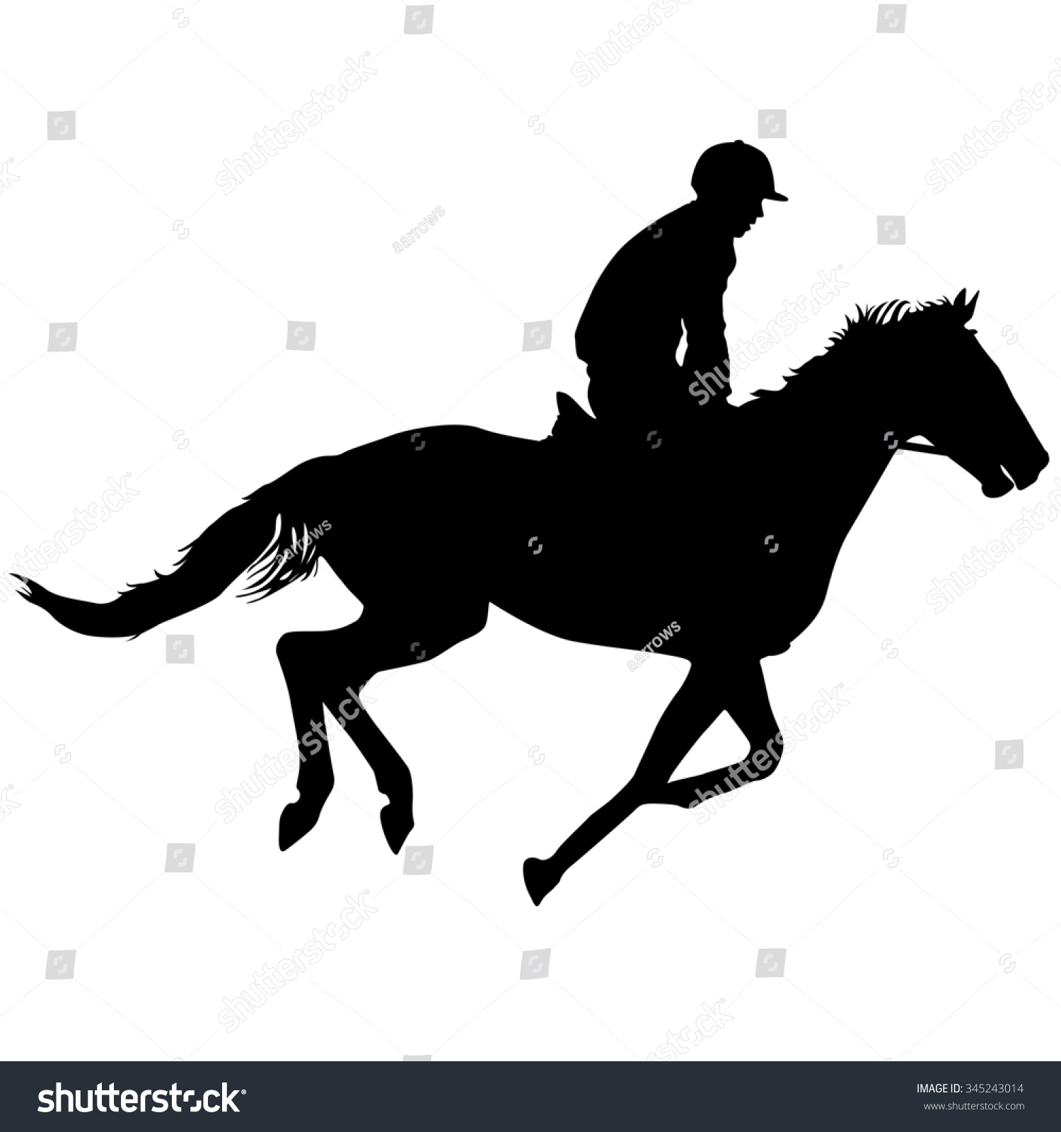 Silhouette Of Horse And Jockey Stock Photo 345243014 : Shutterstock