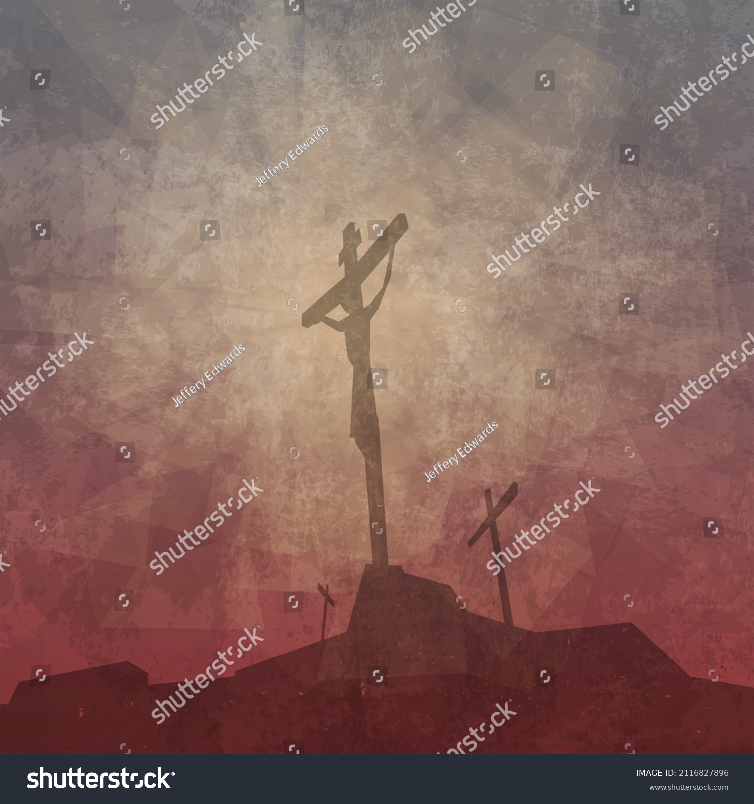 Silhouette Jesus Christ Being Crucified On Stock Illustration Shutterstock