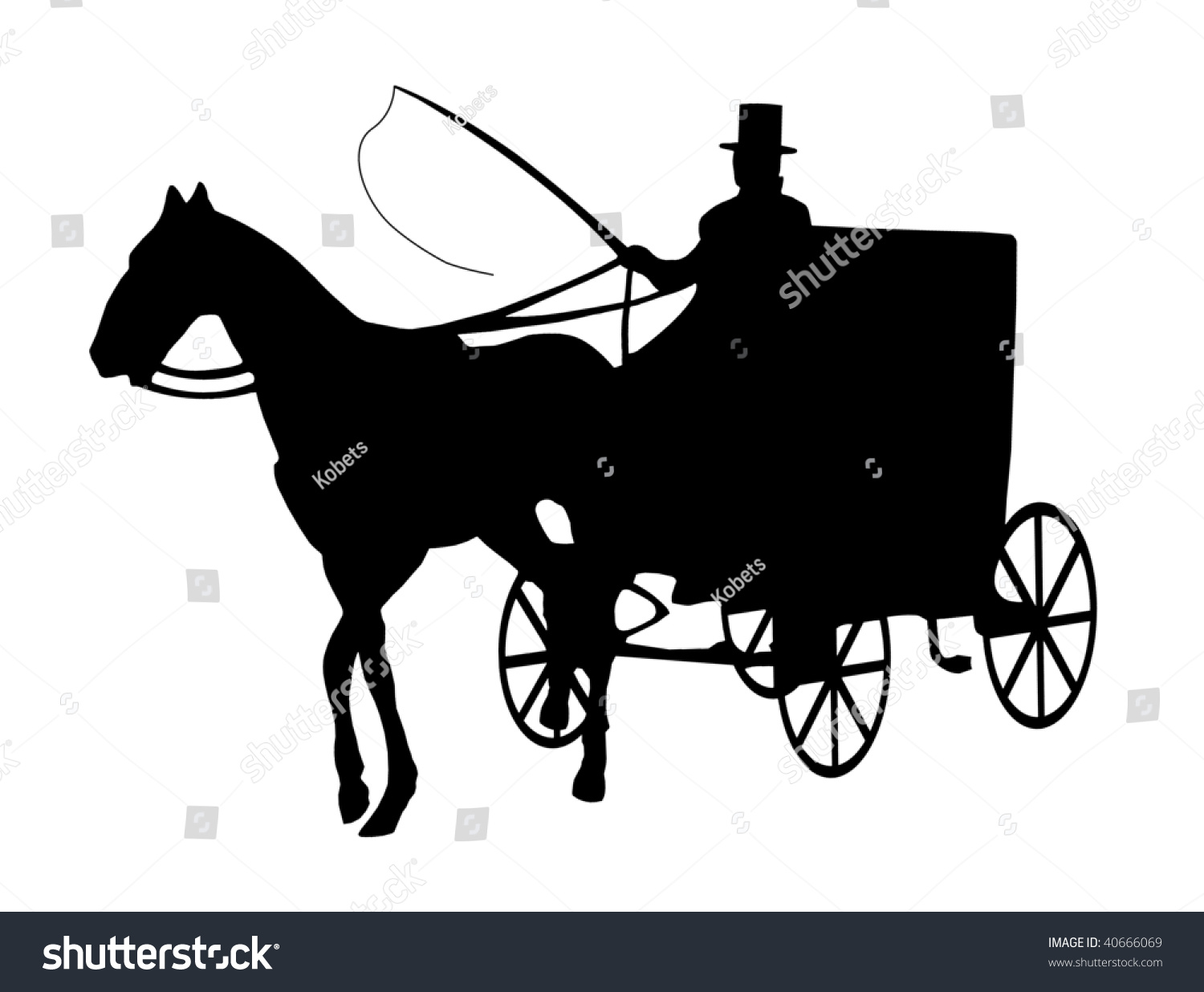 Silhouette One Horse Cab Driver Isolated Stock Illustration 40666069 ...