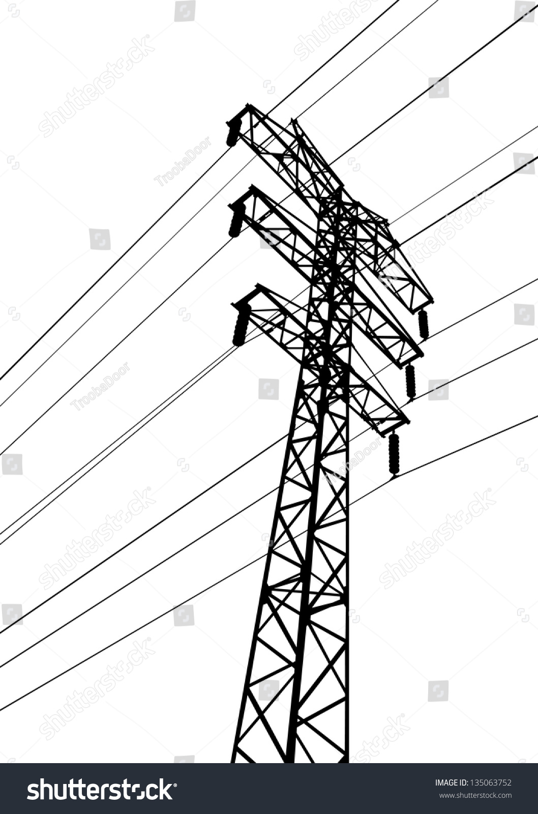 Silhouette Power Poles Stock Illustration 135063752